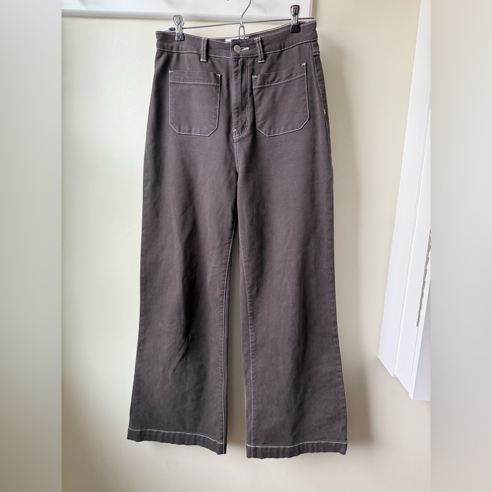 ROLLAS High Rise Wide Leg‎ Patch Pocket Black Denim Jeans Baggy Retro Comfy 28